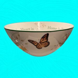 Lenox Butterfly Meadow "Home Is Where The Heart Is" Sentiment Bowl 7”